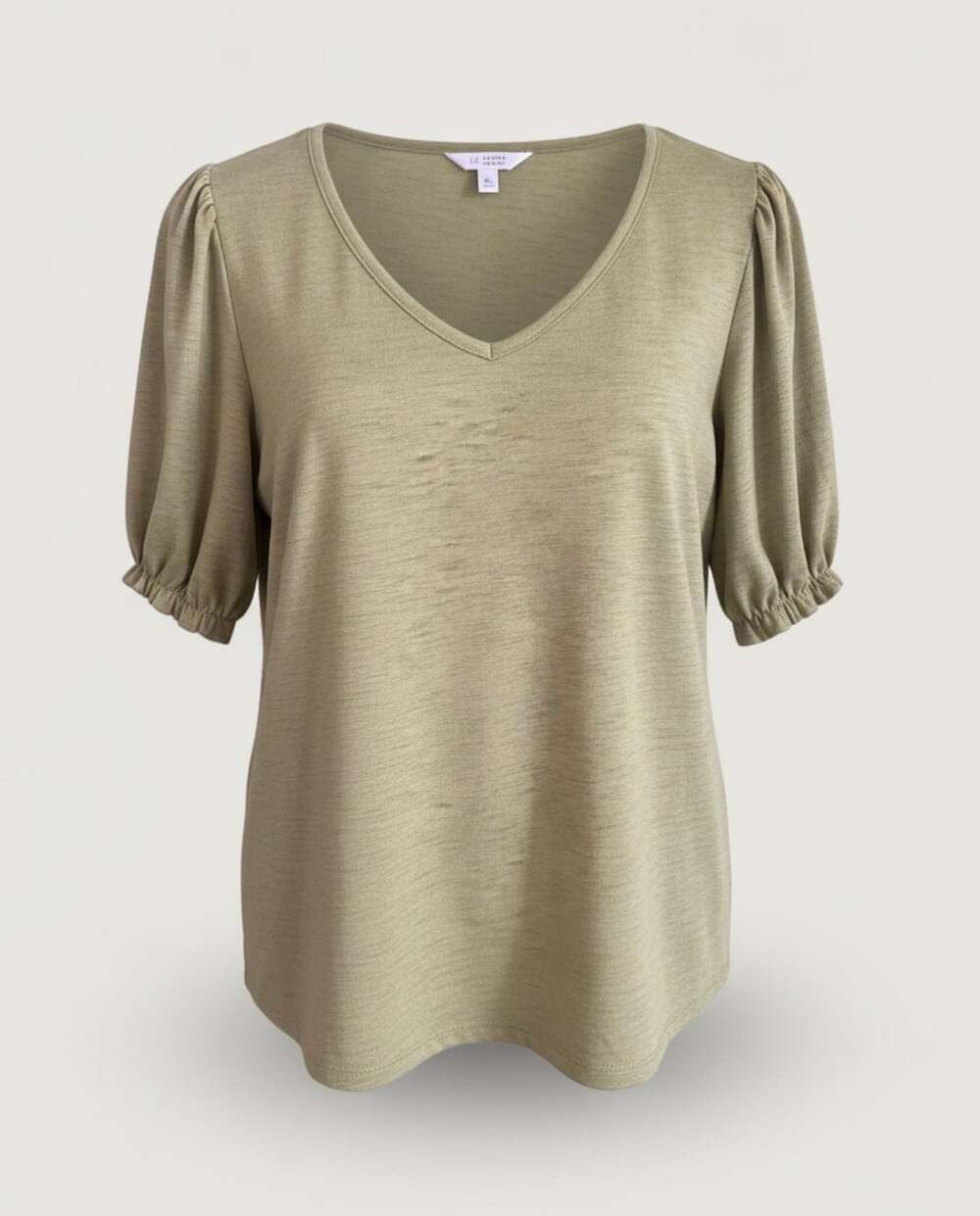 LC Lauren Conrad Puff Sleeve V-Neck Top Size XL Green